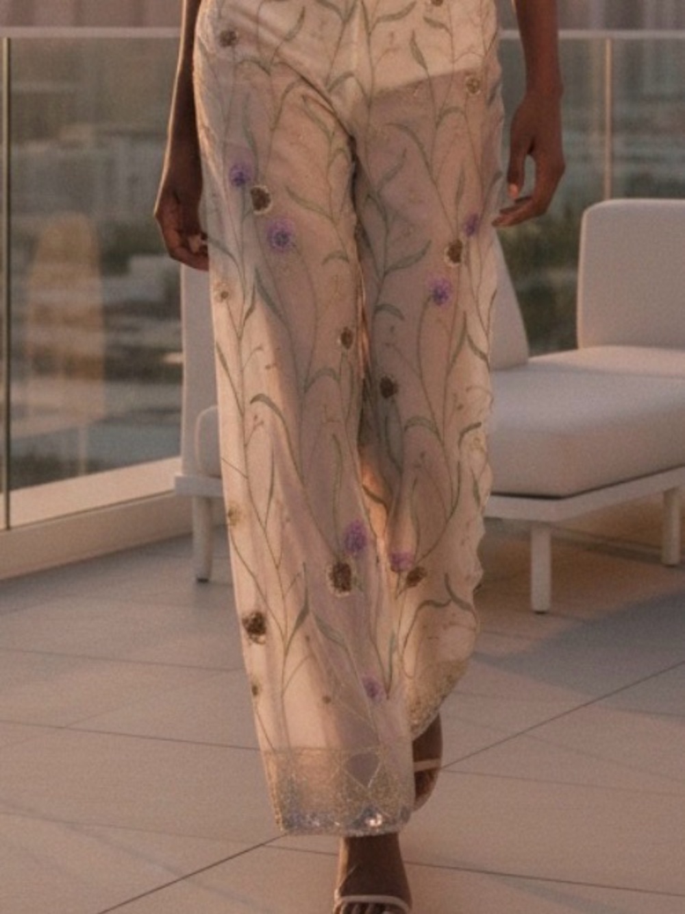 VTG Sherrie Bloom Peter Noviello CHETTA B EVENING Beaded Embroidered Silk PANTS